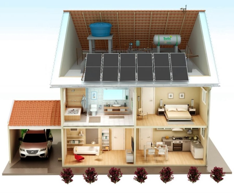 residência com sistema de aquecimento solar-min